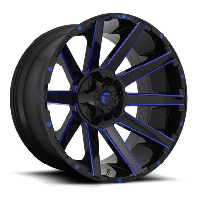 Fuel 1PC D644 Contra Gloss Black Blue Tinted Clear Wheel (22
