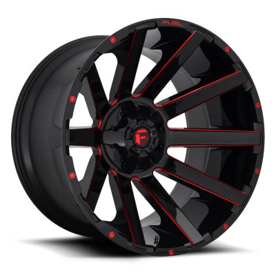 Fuel 1PC D643 Contra Gloss Black Red Tinted Clear Wheel 20" x 9" | RAM 1500 (6-Lug) 2019-2023