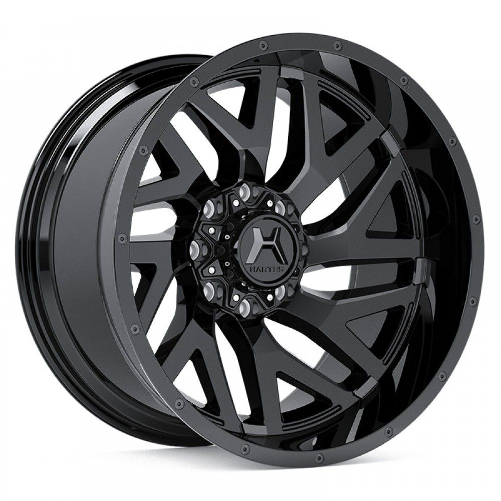 Hartes Metal Sealth Black Edge Milled Milled Dimple Wheel (22" x 12", -44 Offset, 8x180 Bolt Pattern, 124.3mm Hub, Directional: Left) vzn119364