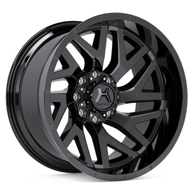 Hartes Metal Sealth Black Edge Milled Milled Dimple Wheel (22" x 12", -44 Offset, 8x165.1 Bolt Pattern, 125.2mm Hub, Directional: Right) vzn119362