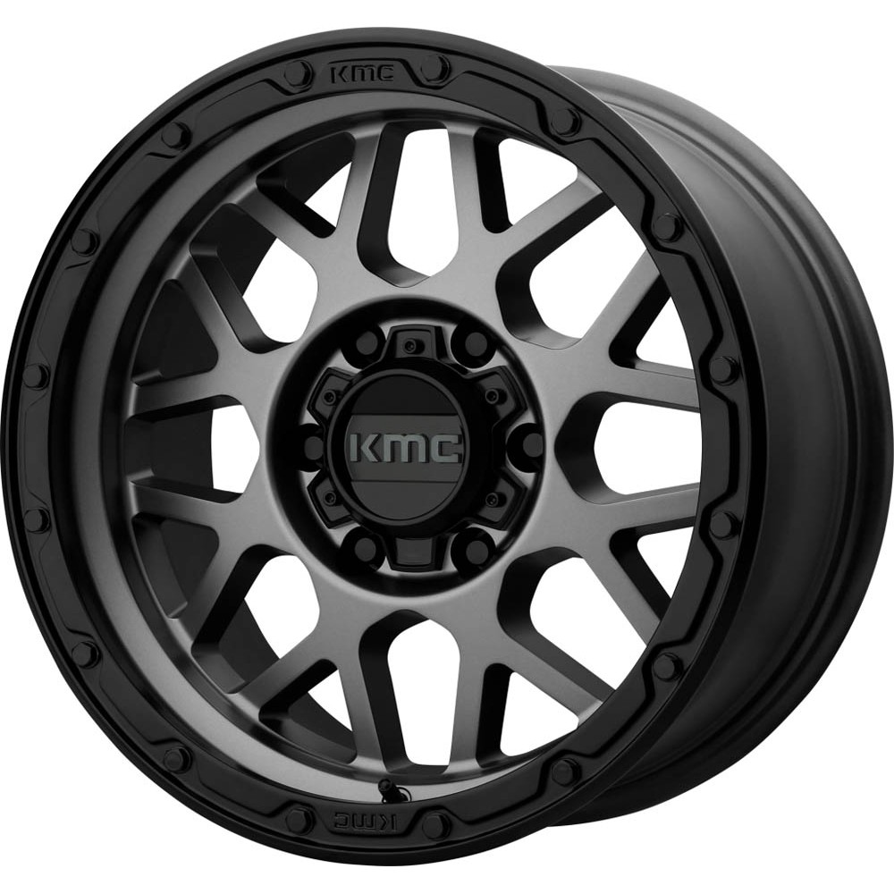 KMC KM535 GRENADE OFF-ROAD Matte Gray Matte Black Lip Wheel 17" x 9" | Ford F-150 2021-2023