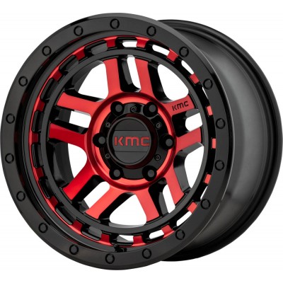 KMC KM540 RECON Gloss Black Machined With Red Tint Wheel 18" x 8.5" | Chevrolet Tahoe 2021-2023