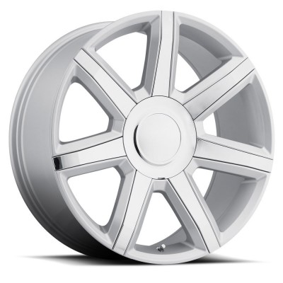 Factory Reproductions FR 56 Escalade Luxury Silver Chrome Inserts Wheel (24" x 10", +31 Offset, 6x5.5 Bolt Pattern, 78.1mm Hub) vzn119486