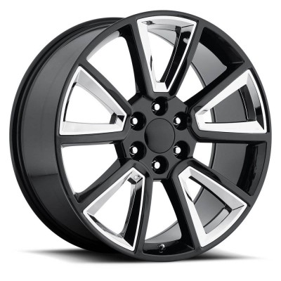 Factory Reproductions FR 57 Chevrolet Tahoe Black   Chrome Inserts Wheel (22" x 9", +24 Offset, 6x5.5 Bolt Pattern, 78.1mm Hub) vzn119483
