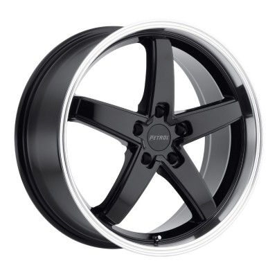 Petrol P1B GLOSS BLACK W/ MACHINED CUT LIP Wheel 18" x 8" | Ford Mustang 2015-2023