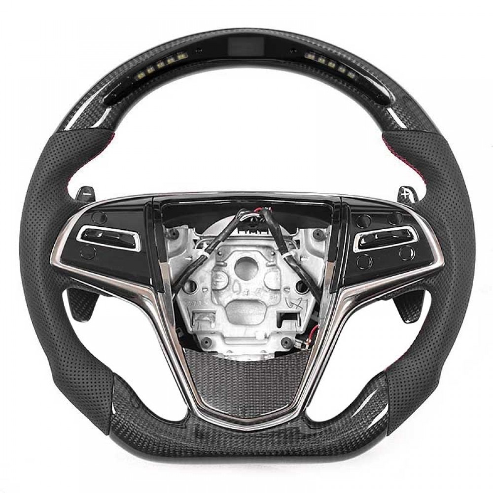 Vicrez Carbon Fiber Steering Wheel + LED vz105044 | Cadillac ATS 2014-2019