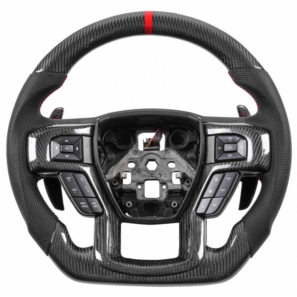Voodonala Carbon Fiber Grain Steering Wheel Bezel Decorative Trim for 2015 2016 2017 Ford F150 F250 F350 Super Duty 