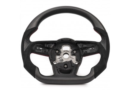 Vicrez Carbon Fiber OEM Steering Wheel vz102205| Audi A3 | A4 | A5 | S3 | RS3 | S4 | RS4 | S5 | RS5 S-Line 2017-2020 | Ring: None / Material: Matte Carbon Fiber / Stitching: Red / Hand Grips: Black Alcatara / Inlay: Matte Carbon Fiber
