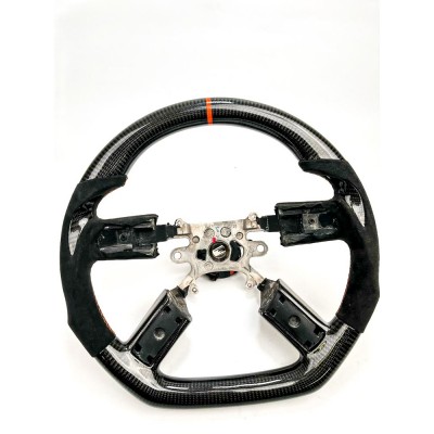 Vicrez Carbon Fiber OEM Steering Wheel vz1023 | Dodge Charger/Challenger/Magnum 2005-2010 | Chrysler 300C 2005-2010 | Ring: Orange / Material: Black Carbon Fiber / Stitching: Orange / Hand Grips: Black Alcantara / Inlay: Black