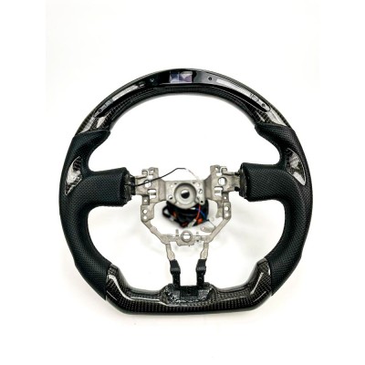 Vicrez Carbon Fiber Steering Wheel +LED Dash vz102533 | FRS/BRZ/86 2013-2016 | Material: Black Carbon Fiber / Stitching: Black / Hand Grips: Black Leather / Inlay: Black
