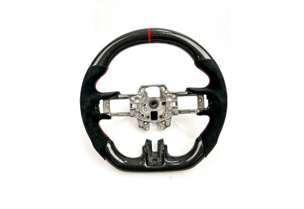Vicrez Custom OEM Carbon Fiber Steering Wheel vz101788 | Ford Mustang 2015-2022 | Ring: Red / Material: Black Carbon Fiber / Stitching: Red / Hand Grips: Black Alcatara