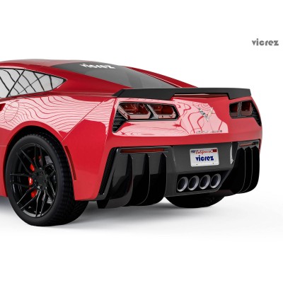 Vicrez Genali Rear Diffuser Add-on Fins vz101400 | Chevrolet Corvette C7 2014-2019