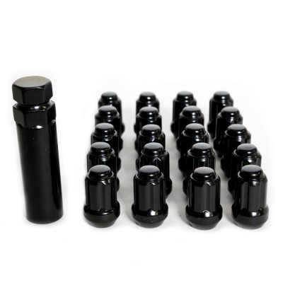 Vicrez Gloss Black Spline Lug Nut Kit with Key 14mm x 1.5 (Set of 20) vzn118489