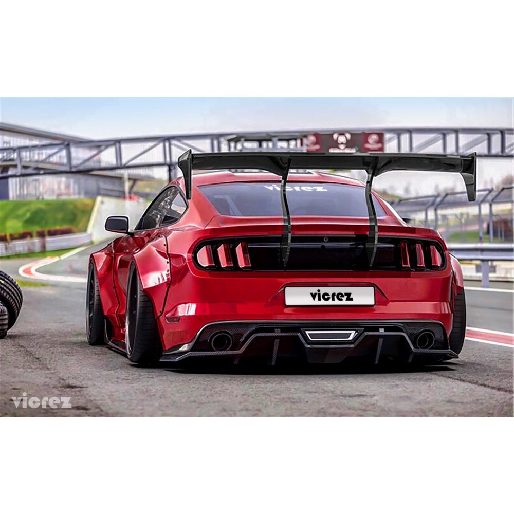 Vicrez Track Carbon Fiber Rear Wing Spoiler vz101479 | Ford Mustang 2015-2023