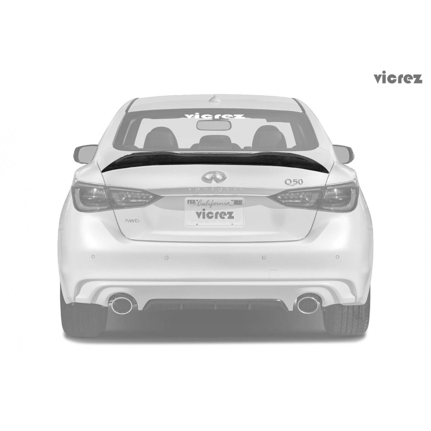 Vicrez V3R Carbon Fiber Rear Spoiler vz101415 | Infiniti Q50 2014-2021