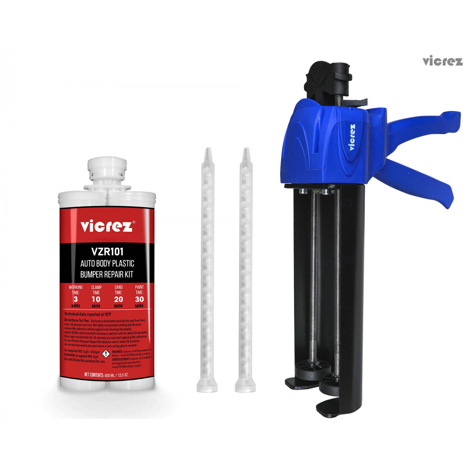 Vicrez vzr101 Auto Body Plastic Bumper Repair Kit 1.7 oz/ 50 ml