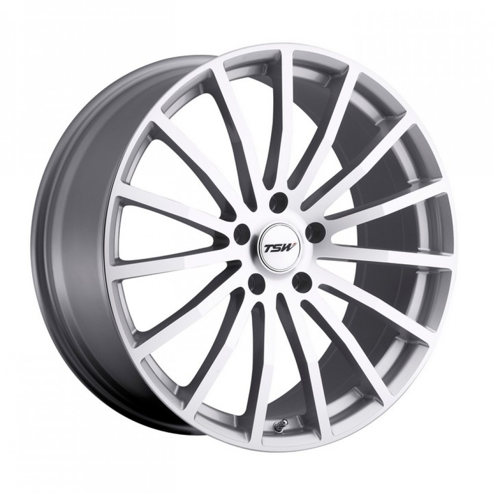 TSW Mallory Silver With Mirror Cut Face Wheel 18" x 8" | Ford Mustang 2015-2023