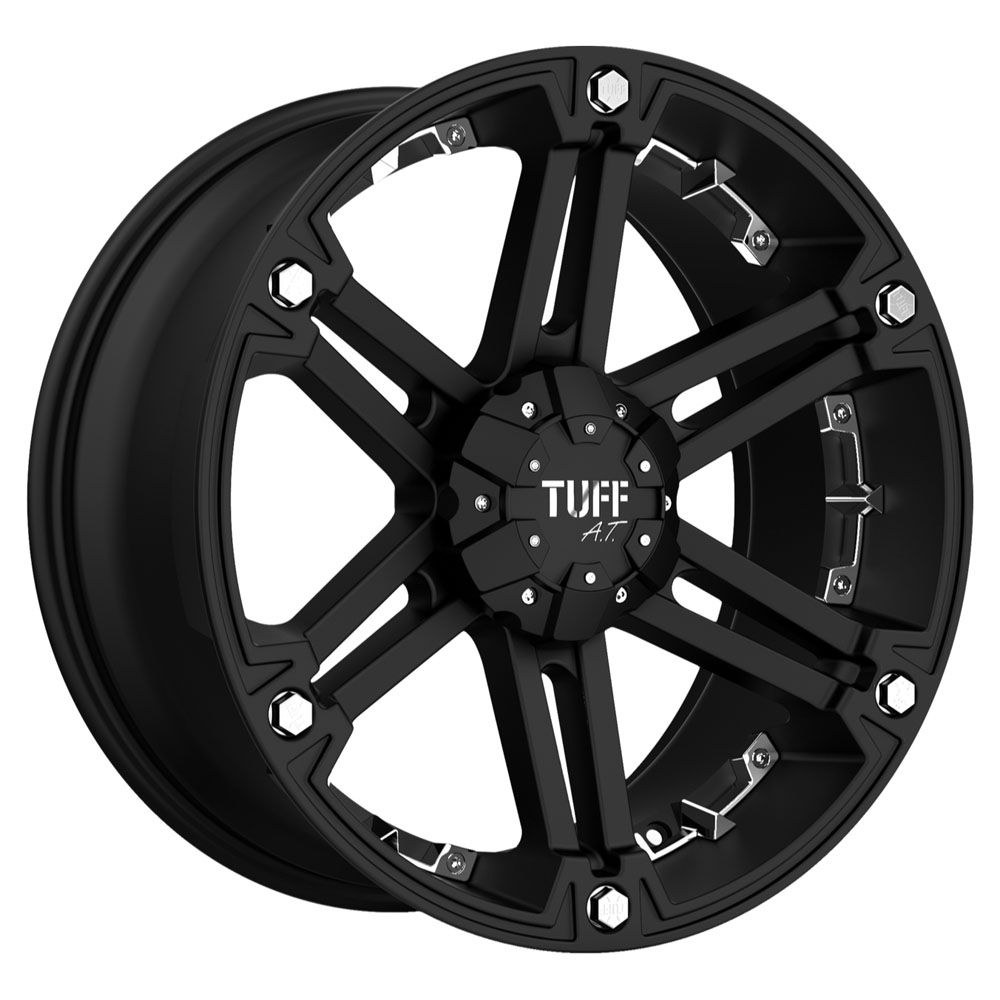 Tuff T01 FLAT BLACK W/ CHROME INSERTS Wheel (17