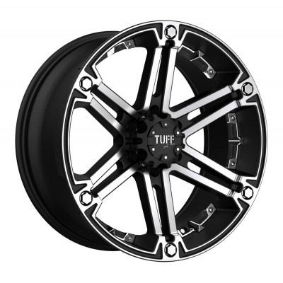 Tuff T01 FLAT BLACK W/ MACHINED FACE AND CHROME INSERTS Wheel (20
