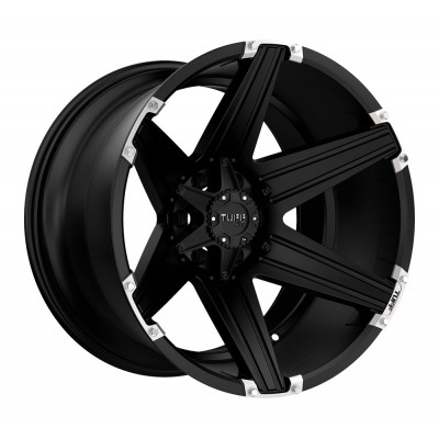 Tuff T12 SATIN BLACK W/ BRUSHED INSERTS Wheel (22