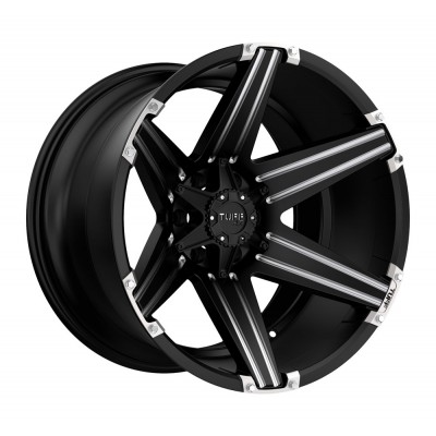 Tuff T12 SATIN BLACK W/ MILLED SPOKES AND BRUSHED INSERTS Wheel (22