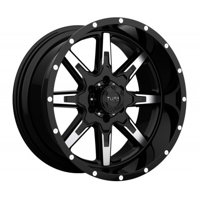 Tuff T15 GLOSS BLACK W/ MACHINED FACE Wheel (22