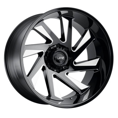 Tuff T1B GLOSS BLACK With MILLED SPOKES Wheel (22