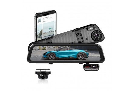 Vicrez Iris vzi103 Rearview Mirror Dash Car w/Cam Triple Front Inside Rear Cameras 4k Wifi GPS G-Sensor