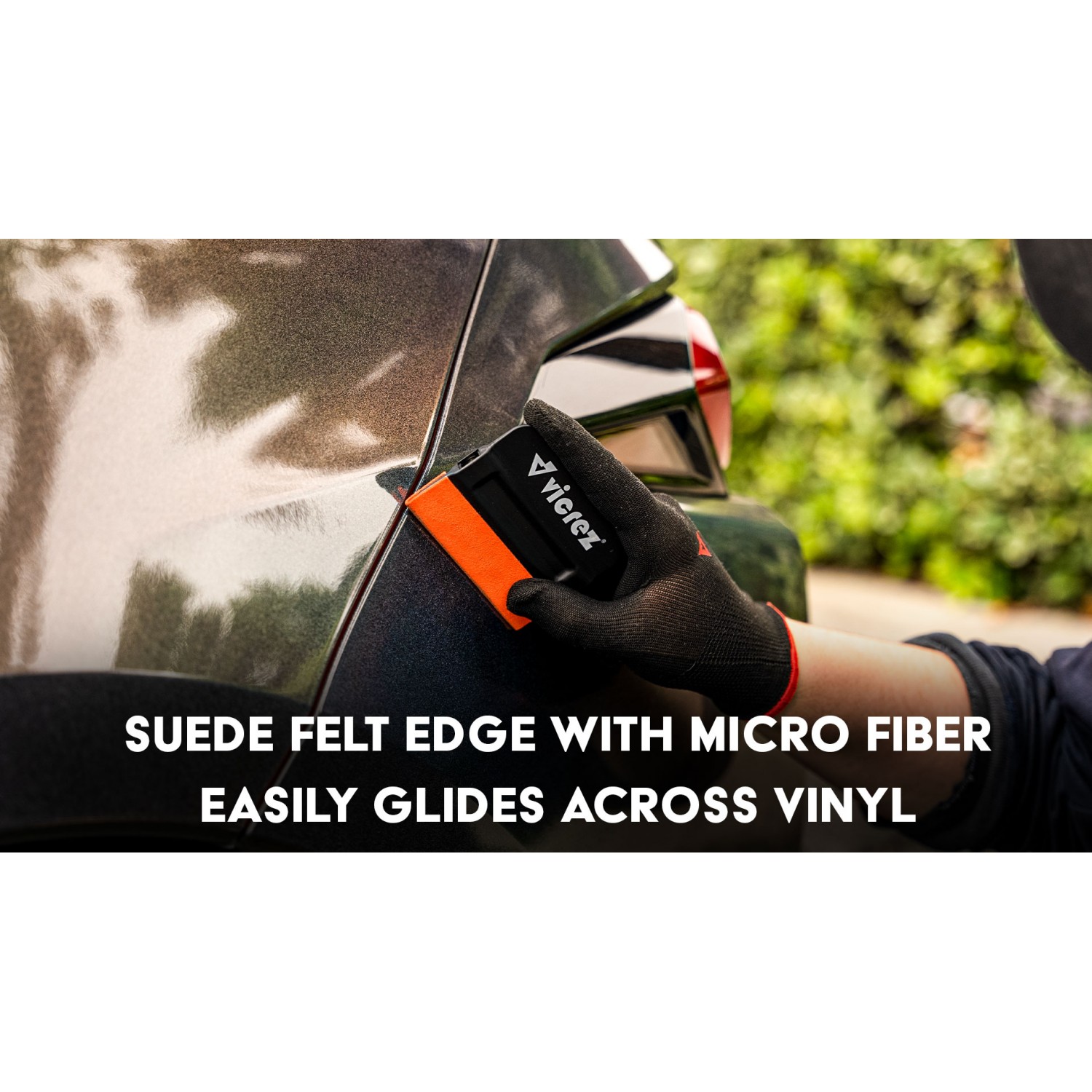 Vicrez Vinyl Wrap Magnetic Pro-Tint Bondo Squeegee Orange Suede Edge vzt188