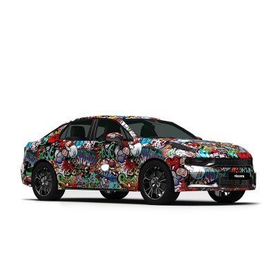 Vicrez Vinyl Car Wrap Film vzv10825 Cartoon Graffiti Overlap Pattern