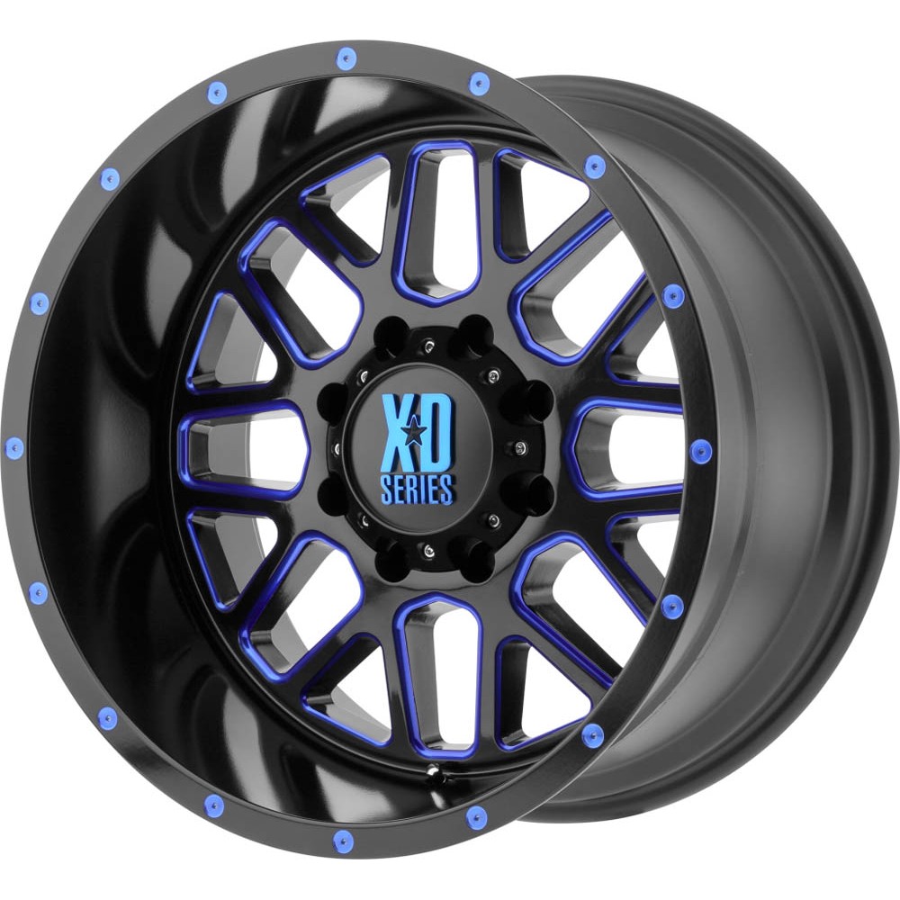 XD XD820 GRENADE Satin  Black Milled With Blue Clear Coat Wheel (20