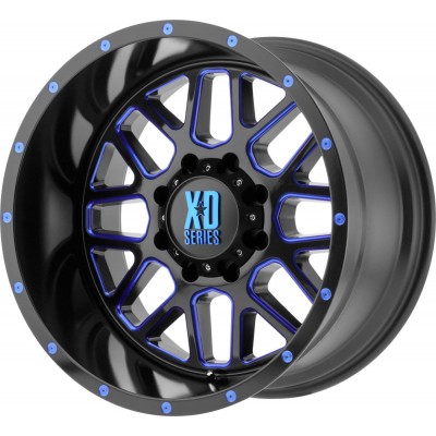 XD XD820 GRENADE Satin Black Milled With Blue Clear Coat Wheel 20" x 9" | Ford F-150 2021-2023