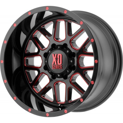 XD XD820 GRENADE Satin Black Milled With Red Clear Coat Wheel 20" x 9" | Ford F-150 2021-2023