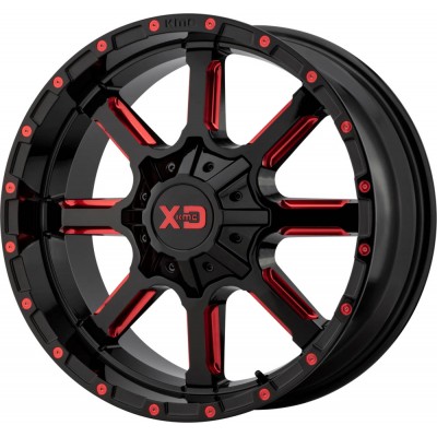 XD XD838 MAMMOTH Gloss Black Milled With Red Tint Clear Coat Wheel (20